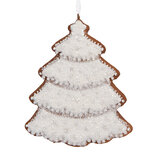 Clayre & Eef | Decoratie hanger Kerstboom Wit Bruin 9x1x10 cm | 6PR5345 Clayre & Eef | Decoratie hanger Kerstboom Wit Bruin 9x1x10 cm | 6PR5345