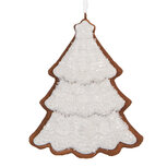 Clayre & Eef | Decoratie hanger Kerstboom Wit Bruin 9x1x10 cm | 6PR5346 Clayre & Eef | Decoratie hanger Kerstboom Wit Bruin 9x1x10 cm | 6PR5346
