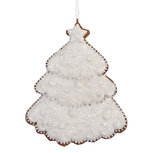 Clayre & Eef | Decoratie hanger Kerstboom Wit Bruin 9x1x10 cm | 6PR5347 Clayre & Eef | Decoratie hanger Kerstboom Wit Bruin 9x1x10 cm | 6PR5347