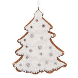 Clayre & Eef | Decoratie hanger Kerstboom Wit Bruin 9x1x10 cm | 6PR5348 Clayre & Eef | Decoratie hanger Kerstboom Wit Bruin 9x1x10 cm | 6PR5348