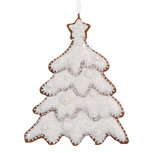 Clayre & Eef | Decoratie hanger Kerstboom Wit Bruin 9x1x10 cm | 6PR5349 Clayre & Eef | Decoratie hanger Kerstboom Wit Bruin 9x1x10 cm | 6PR5349
