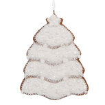 Clayre & Eef | Decoratie hanger Kerstboom Wit Bruin 8x1x10 cm | 6PR5350 Clayre & Eef | Decoratie hanger Kerstboom Wit Bruin 8x1x10 cm | 6PR5350