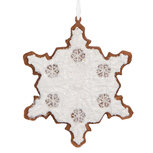 Clayre & Eef | Decoratie hanger Sneeuwvlok Wit Bruin 9x1x10 cm | 6PR5351 Clayre & Eef | Decoratie hanger Sneeuwvlok Wit Bruin 9x1x10 cm | 6PR5351
