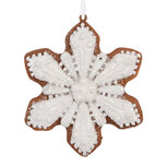 Clayre & Eef | Decoratie hanger Sneeuwvlok Wit Bruin 9x1x10 cm | 6PR5353 Clayre & Eef | Decoratie hanger Sneeuwvlok Wit Bruin 9x1x10 cm | 6PR5353