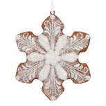 Clayre & Eef | Decoratie hanger Sneeuwvlok Wit Bruin 9x1x10 cm | 6PR5354 Clayre & Eef | Decoratie hanger Sneeuwvlok Wit Bruin 9x1x10 cm | 6PR5354
