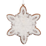 Clayre & Eef | Decoratie hanger Sneeuwvlok Wit Bruin 9x1x10 cm | 6PR5355 Clayre & Eef | Decoratie hanger Sneeuwvlok Wit Bruin 9x1x10 cm | 6PR5355