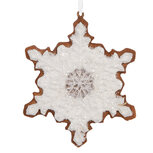 Clayre & Eef | Decoratie hanger Sneeuwvlok Wit Bruin 9x1x10 cm | 6PR5357 Clayre & Eef | Decoratie hanger Sneeuwvlok Wit Bruin 9x1x10 cm | 6PR5357