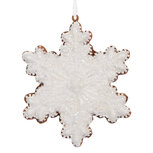 Clayre & Eef | Decoratie hanger Sneeuwvlok Wit Bruin 9x1x10 cm | 6PR5358 Clayre & Eef | Decoratie hanger Sneeuwvlok Wit Bruin 9x1x10 cm | 6PR5358