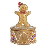 Clayre & Eef | Decoratief Opbergdoosje met Peperkoekpop Bruin Wit ø 7x11 cm | 6PR5650 Clayre & Eef | Decoratief Opbergdoosje met Peperkoekpop Bruin Wit ø 7x11 cm | 6PR5650