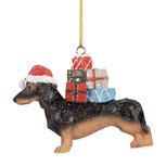 Clayre & Eef | Decoratie hanger Hond Bruin Zwart 7x2x6 cm | 6PR5667 Clayre & Eef | Decoratie hanger Hond Bruin Zwart 7x2x6 cm | 6PR5667