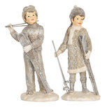 Clayre & Eef | Kerstdecoratie Kinderen set van 2 Grijs 8x5x15 cm | 6PR5921 Clayre & Eef | Kerstdecoratie Kinderen set van 2 Grijs 8x5x15 cm | 6PR5921