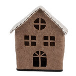 Clayre & Eef | Vilten Huis Bruin Wit 17x9x19 cm | 66305