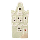 Clayre & Eef | Decoratie Huisje Groen Wit LED 11x9x22 cm | 6CE2219GR Clayre & Eef | Decoratie Huisje Groen Wit LED 11x9x22 cm | 6CE2219GR