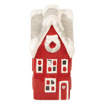 Clayre & Eef | Decoratie Huisje LED Rood Grijs 11x10x24 cm | 6CE2220R Clayre & Eef | Decoratie Huisje LED Rood Grijs 11x10x24 cm | 6CE2220R