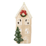 Clayre & Eef | Decoratie Huisje Beige Groen 9x8x20 cm | 6CE2221 Clayre & Eef | Decoratie Huisje Beige Groen 9x8x20 cm | 6CE2221