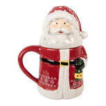 Clayre & Eef | Mok met deksel Rood Wit 15x10x19 cm / 450 ml | 6CEMU0196 Clayre & Eef | Mok met deksel Rood Wit 15x10x19 cm / 450 ml | 6CEMU0196