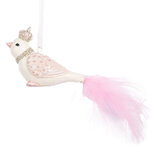 Clayre & Eef | Decoratie Hanger Vogel Wit Roze 8x5x5 cm | 6PR5657 Clayre & Eef | Decoratie Hanger Vogel Wit Roze 8x5x5 cm | 6PR5657