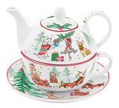 Dekoratief | Tea for one 'Christmas Gang', porselein, 350ml+350ml | A246041 Dekoratief | Tea for one 'Christmas Gang', porselein, 350ml+350ml | A246041