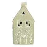 Clayre & Eef | Theelichthouder Kerst Huisje Groen Wit 11x9x21 cm | 6CE2328 Clayre & Eef | Theelichthouder Kerst Huisje Groen Wit 11x9x21 cm | 6CE2328