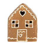 Clayre & Eef | Decoratie Huisje met LED Bruin Wit 8x6x10 cm | 6CE2337 Clayre & Eef | Decoratie Huisje met LED Bruin Wit 8x6x10 cm | 6CE2337