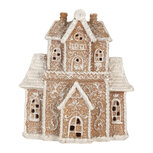 Clayre & Eef | Decoratie Huis met LED Bruin Wit 18x9x20 cm | 6PR5805 Clayre & Eef | Decoratie Huis met LED Bruin Wit 18x9x20 cm | 6PR5805