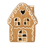 Clayre & Eef | Decoratie Huisje met LED Bruin Wit 8x6x11 cm | 6CE2355 Clayre & Eef | Decoratie Huisje met LED Bruin Wit 8x6x11 cm | 6CE2355