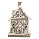 Clayre & Eef | Decoratie Huis met LED Bruin Wit 16x10x23 cm | 6PR5811 Clayre & Eef | Decoratie Huis met LED Bruin Wit 16x10x23 cm | 6PR5811