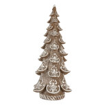 Clayre & Eef | Kerstdecoratie Kerstboom Bruin Wit 19x19x40 cm | 6PR5816 Clayre & Eef | Kerstdecoratie Kerstboom Bruin Wit 19x19x40 cm | 6PR5816