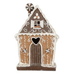 Clayre & Eef | Decoratie Huis met LED Bruin Wit 14x9x21 cm | 6PR5822 Clayre & Eef | Decoratie Huis met LED Bruin Wit 14x9x21 cm | 6PR5822