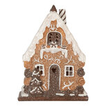 Clayre & Eef | Decoratie Huis met LED Bruin Wit 15x8x19 cm | 6PR5823 Clayre & Eef | Decoratie Huis met LED Bruin Wit 15x8x19 cm | 6PR5823