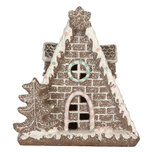 Clayre & Eef | Decoratie Huis met LED Bruin Wit 17x10x18 cm | 6PR5824 Clayre & Eef | Decoratie Huis met LED Bruin Wit 17x10x18 cm | 6PR5824