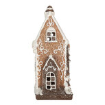 Clayre & Eef | Decoratie Huis met LED Bruin Wit 15x9x20 cm | 6PR5825 Clayre & Eef | Decoratie Huis met LED Bruin Wit 15x9x20 cm | 6PR5825