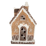 Clayre & Eef | Decoratie Huis met LED Bruin Wit 13x9x20 cm | 6PR5827 Clayre & Eef | Decoratie Huis met LED Bruin Wit 13x9x20 cm | 6PR5827