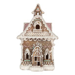 Clayre & Eef | Decoratie Huis met LED Bruin Roze 16x15x25 cm | 6PR5833 Clayre & Eef | Decoratie Huis met LED Bruin Roze 16x15x25 cm | 6PR5833