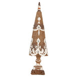 Clayre & Eef | Kerstdecoratie Kerstboom Bruin Wit ø 9x31 cm | 6PR5836 Clayre & Eef | Kerstdecoratie Kerstboom Bruin Wit ø 9x31 cm | 6PR5836