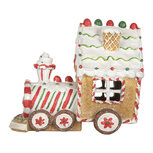 Clayre & Eef | Kerstdecoratie Locomotief met LED Bruin Wit 21x12x17 cm | 6PR5840 Clayre & Eef | Kerstdecoratie Locomotief met LED Bruin Wit 21x12x17 cm | 6PR5840