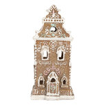 Clayre & Eef | Decoratie Huis met LED Bruin Roze 9x7x18 cm | 6PR5842 Clayre & Eef | Decoratie Huis met LED Bruin Roze 9x7x18 cm | 6PR5842