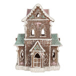 Clayre & Eef | Decoratie Huis met LED Bruin Roze 15x12x20 cm | 6PR5844 Clayre & Eef | Decoratie Huis met LED Bruin Roze 15x12x20 cm | 6PR5844