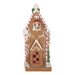 Clayre & Eef | Decoratie Huis met LED Bruin Wit 15x9x20 cm | 6PR5846 Clayre & Eef | Decoratie Huis met LED Bruin Wit 15x9x20 cm | 6PR5846
