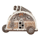 Clayre & Eef | Decoratie Huis met LED Bruin Wit 21x11x16 cm | 6PR5854 Clayre & Eef | Decoratie Huis met LED Bruin Wit 21x11x16 cm | 6PR5854