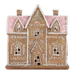 Clayre & Eef | Decoratie Huis met LED Bruin Roze 21x8x20 cm | 6PR5857 Clayre & Eef | Decoratie Huis met LED Bruin Roze 21x8x20 cm | 6PR5857