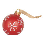 Clayre & Eef | Decoratie hanger Kerstbal met LED Rood Wit ø 12x14 cm | 6PR5858 Clayre & Eef | Decoratie hanger Kerstbal met LED Rood Wit ø 12x14 cm | 6PR5858