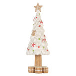 Clayre & Eef | Kerstdecoratie Kerstboom Wit Bruin ø 12x33 cm | 6PR5860 Clayre & Eef | Kerstdecoratie Kerstboom Wit Bruin ø 12x33 cm | 6PR5860