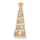 Clayre & Eef | Kerstdecoratie Kerstboom Bruin Wit ø 9x25 cm | 6PR5866 Clayre & Eef | Kerstdecoratie Kerstboom Bruin Wit ø 9x25 cm | 6PR5866