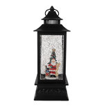 Clayre & Eef | Kerstdecoratie Lantaarn met Kerstman Zwart 10x10x28 cm / 3xAA | 66411 Clayre & Eef | Kerstdecoratie Lantaarn met Kerstman Zwart 10x10x28 cm / 3xAA | 66411