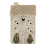 Clayre & Eef | Theelichthouder Kerst Huisje Grijs Beige 9x8x15 cm | 6CE2278 Clayre & Eef | Theelichthouder Kerst Huisje Grijs Beige 9x8x15 cm | 6CE2278