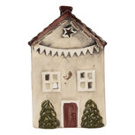 Clayre & Eef | Theelichthouder Kerst Huisje Beige Rood 10x8x15 cm | 6CE2279 Clayre & Eef | Theelichthouder Kerst Huisje Beige Rood 10x8x15 cm | 6CE2279