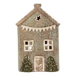 Clayre & Eef | Theelichthouder Kerst Huisje Groen Beige 10x8x15 cm | 6CE2281 Clayre & Eef | Theelichthouder Kerst Huisje Groen Beige 10x8x15 cm | 6CE2281