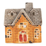 Clayre & Eef | Theelichthouder Kerst Huisje Oranje Beige 13x8x14 cm | 6CE2283 Clayre & Eef | Theelichthouder Kerst Huisje Oranje Beige 13x8x14 cm | 6CE2283