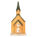 Clayre & Eef | Theelichthouder Kerst Huisje Oranje Groen 9x8x21 cm | 6CE2287 Clayre & Eef | Theelichthouder Kerst Huisje Oranje Groen 9x8x21 cm | 6CE2287